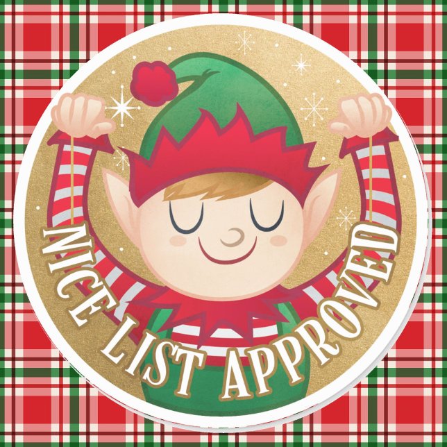 Elf Liefert Weihnachten Weihnachten auf der schöne Runder Aufkleber (Von Creator hochgeladen)