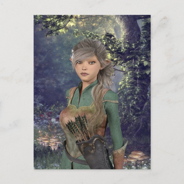 Elf Maiden im Wald Postkarte (Vorderseite)