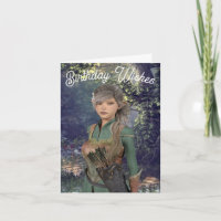 Elf Maiden in the Woods Birthday Card