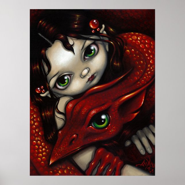 Elf Maiden und ihr Drache ART DRINT Poster (Vorne)