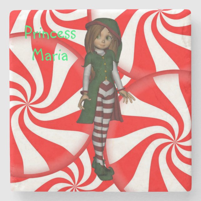 Elf Marble Stone Untersetzer Weihnachten (Vorderseite)