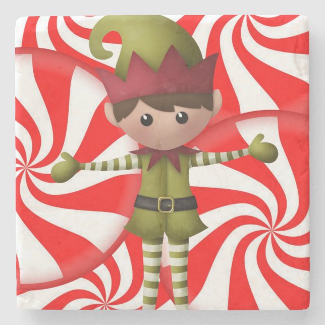 Elf Marble Stone Untersetzer Weihnachten (Vorderseite)