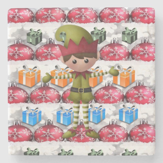 Elf Marble Stone Untersetzer Weihnachten (Vorderseite)