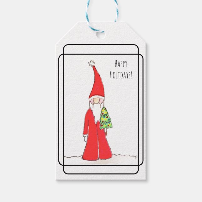 Elf mit Baum Geschenkanhänger (Vorderseite)