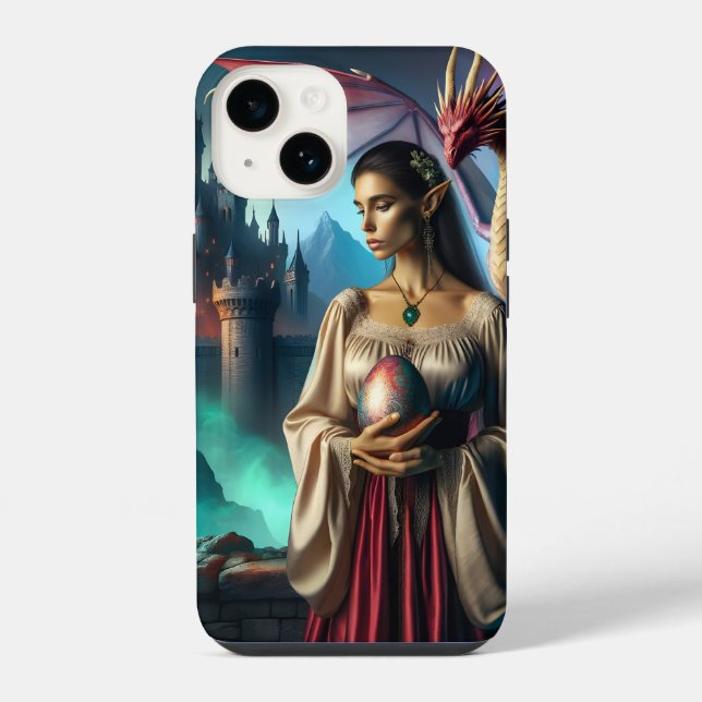 Elf mit Drachenei iPhone 14 Hülle (Rückseite)