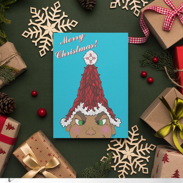 Elf mit einer Weihnachtsmannmütze aus einem Roten  Einladung (Von Creator hochgeladen)