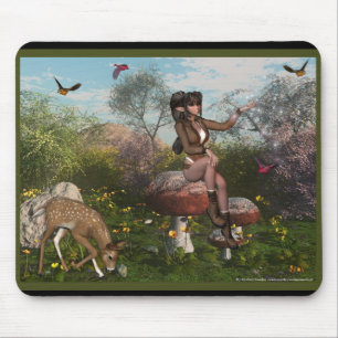 Elf mit Hirsch in Woods Fantasy Mousepad