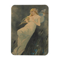 Elf mit Iris-Blume von Alphonse Mucha