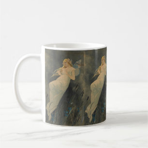 Elf mit Irisblüten von Alphonse Mucha Kaffeetasse