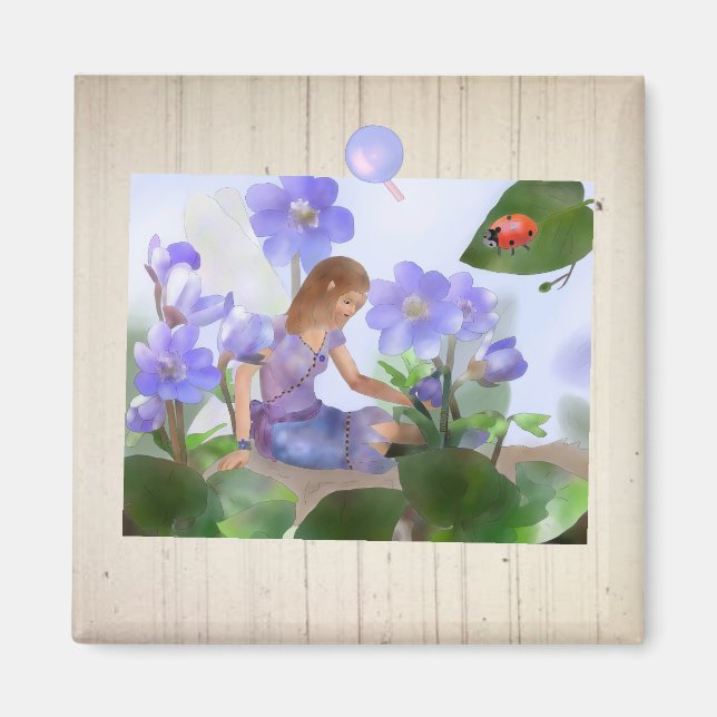 Elf mit Leberblümchen Magnet (Vorne)