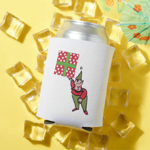 Elf mit Polka Dot Geschenk kann kühler Dosenkühler