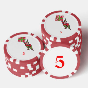 Elf mit Polka Dot Geschenk rot 5 Streifen Poker Ch Pokerchips