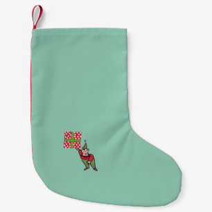 Elf mit Polka Dot Geschenk Weihnachtsweih Strumpf Kleiner Weihnachtsstrumpf