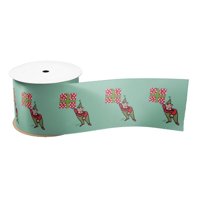 Elf mit Polka Dot Geschenkband Satinband (Spule)