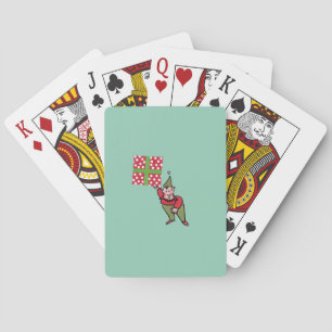 Elf mit Polka Dot Gift grüner Poker spielen Karten Spielkarten