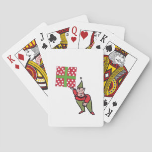 Elf mit Polka Dot Gift Poker spielen Karten Spielkarten