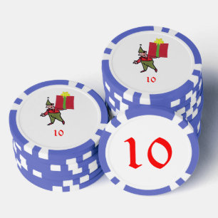 Elf mit Red Box Blue 10 gestreifter Poker Chip