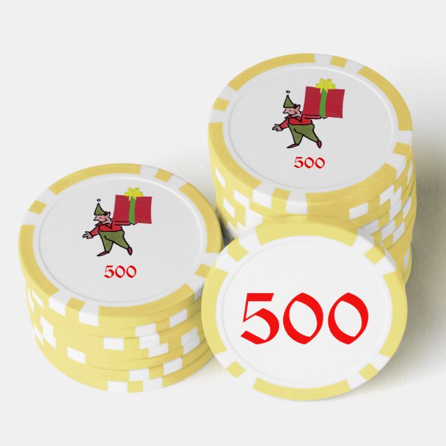Elf mit Red Box gelb 500 gestreifter Poker Chip (Stapel)