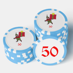 Elf mit Red Box hellblau 50 gestreifter Poker Chip