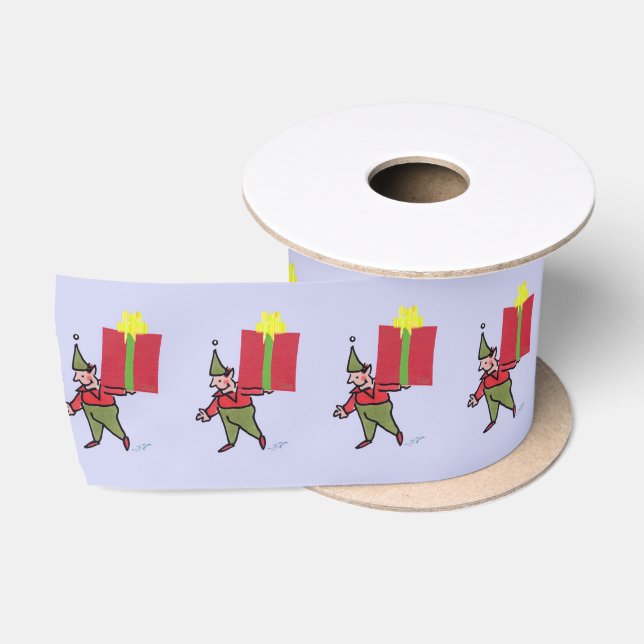 Elf mit Roter Box Bandspool Satinband (Spule)