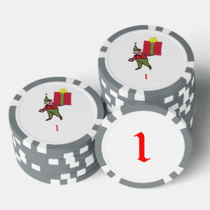 Elf mit Roter Box grau 1 gestreifter Poker-Chip Pokerchips