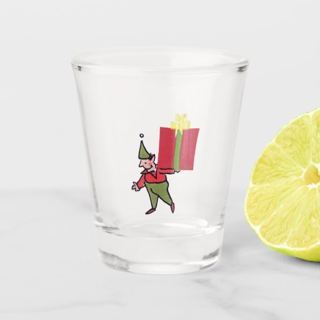 Elf mit Roter Box-Klarglas Schnapsglas (Vorderseite)