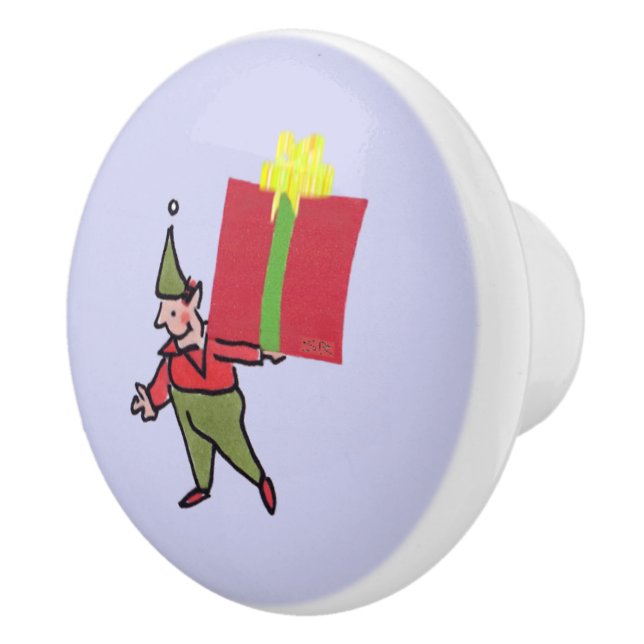 Elf mit Rotkasten-Keramik-Drehknopf Keramikknauf (Rechts)