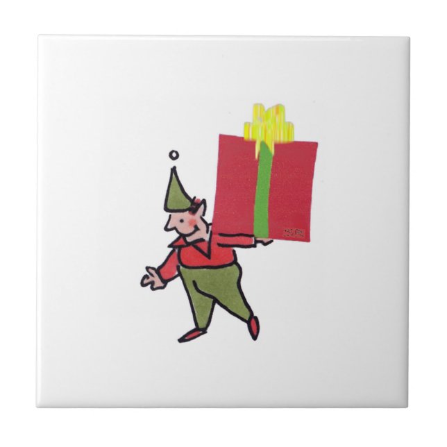 Elf mit weißer, weißer Keramik Fliese (Vorderseite)