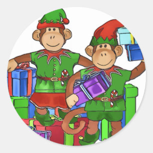 Elf Monkeys Runder Aufkleber