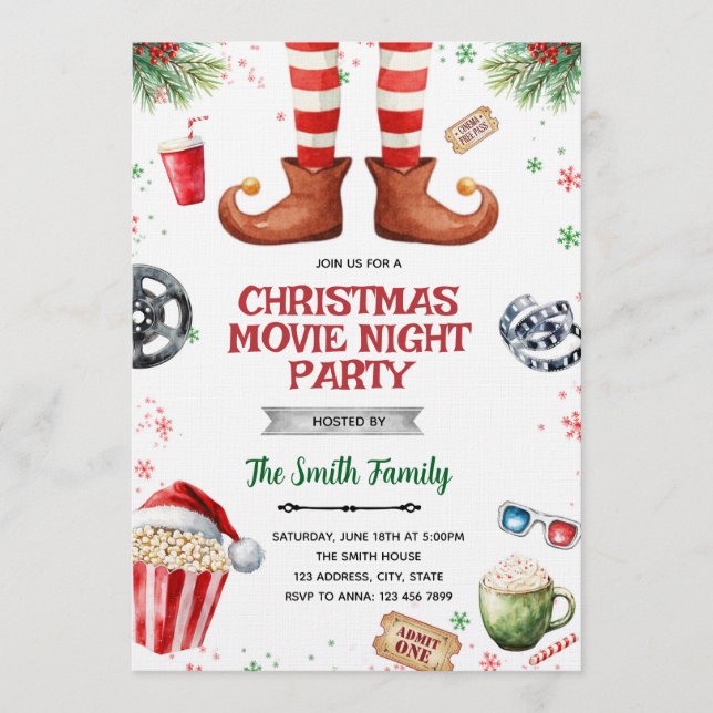 Elf Movie Night party Invitation Einladung (Vorderseite)