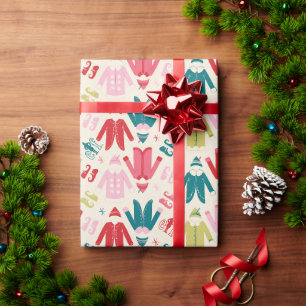 Elf-Muster für farbenfrohe Mäntel und Schuhe Geschenkpapier