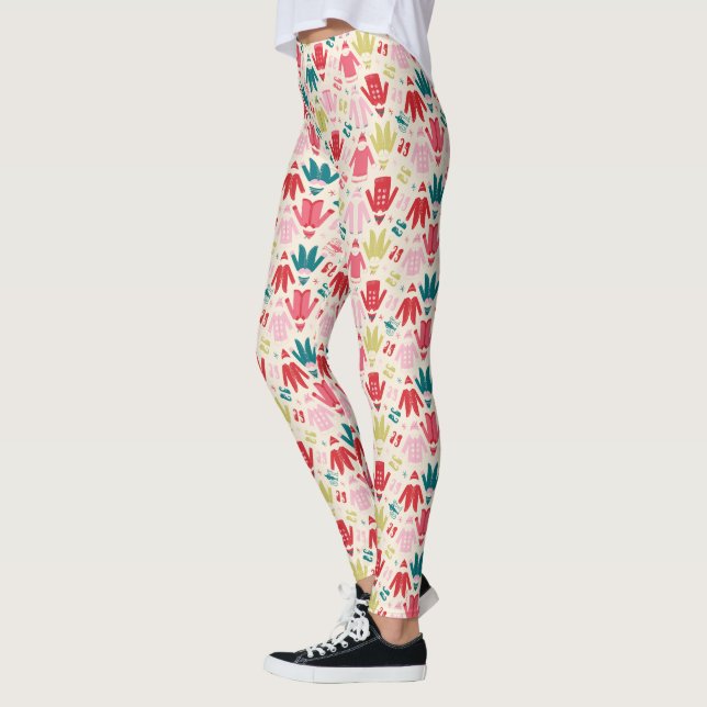 Elf-Muster für farbenfrohe Mäntel und Schuhe Leggings (Links)