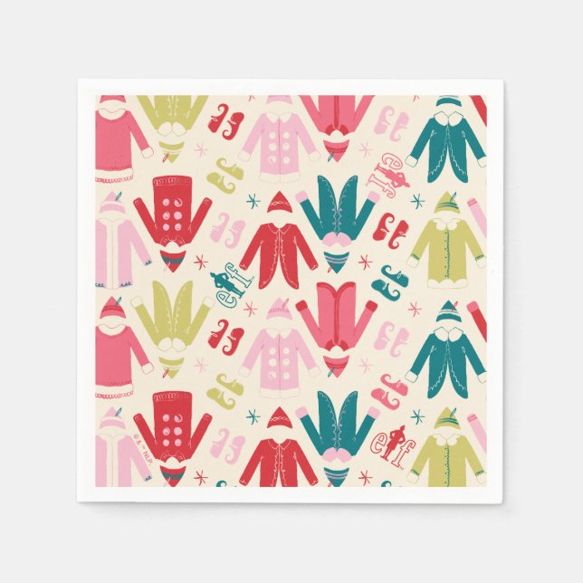 Elf-Muster für farbenfrohe Mäntel und Schuhe Serviette (Vorderseite)