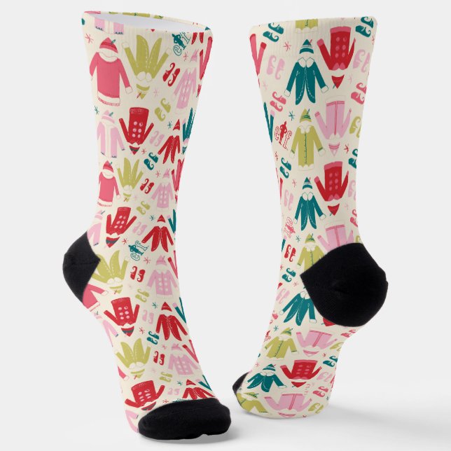 Elf-Muster für farbenfrohe Mäntel und Schuhe Socken (Gewinkelt)