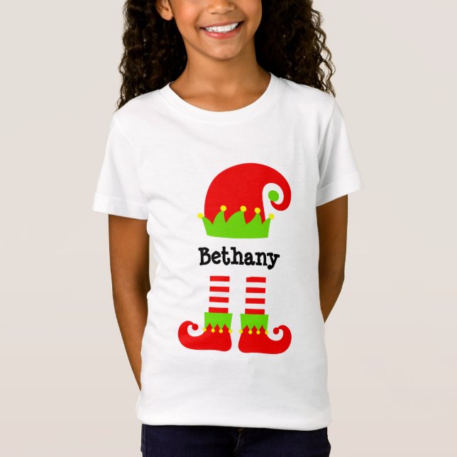 Elf Name Hat & Legs Feet Red Green T-Shirt (Vorderseite)