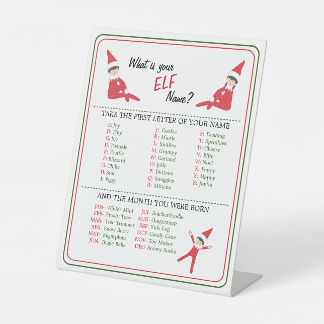 Elf Name Pedestal Sign Sockelschild (Vorderseite)