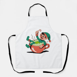 Elf nimmt ein Matcha-Bad für Elf-Weihnachten   Schürze