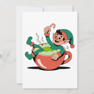 Elf nimmt Matcha-Badewanne für Elf Weihnachten Dankeskarte