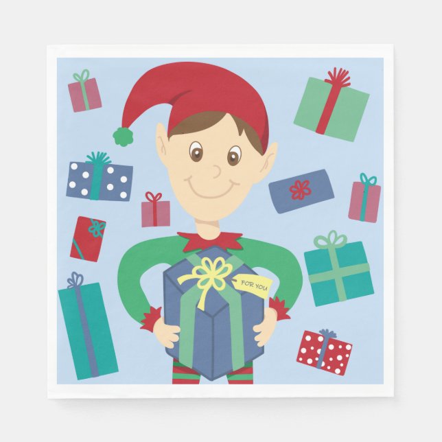 Elf Packgeschenke Serviette (Vorderseite)