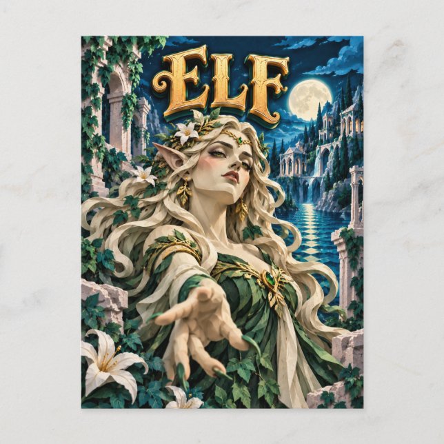 Elf, Paper Cut Monster Postkarte (Vorderseite)