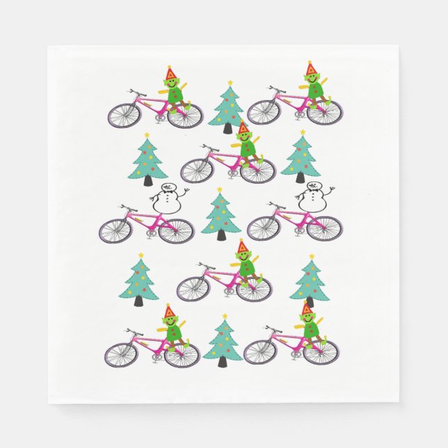 Elf Paper Napkins, frohe Weihnachtsbaum Serviette (Vorderseite)