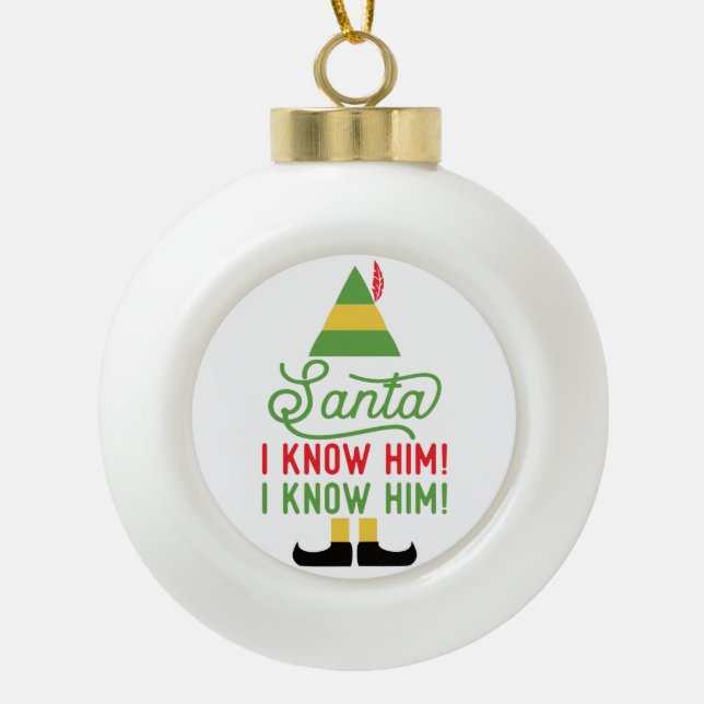 Elf Père Noël je le connais ornement de Noël (Devant)