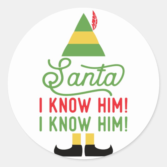 Elf Père Noël Je le connais Stickers Noël (Devant)