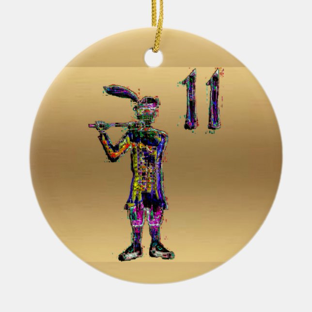 Elf Pfeifer, die Goldweihnachtsdekoration leiten Keramik Ornament (Vorne)