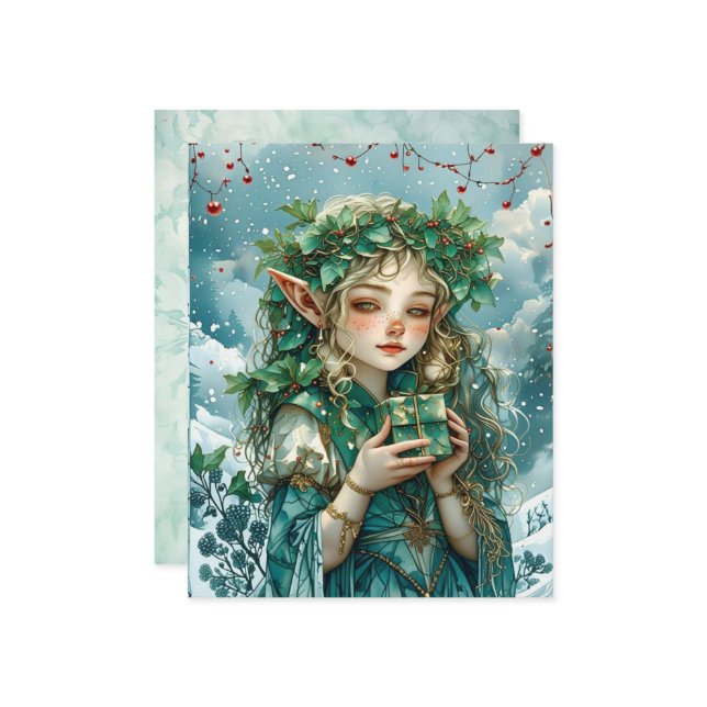 Elf Princess Christmas Scrapbook Paper (Vorderseite/Rückseite Beispiel)