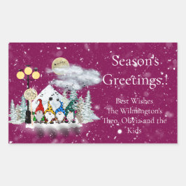 Elf Quartet Christmas Rectangular Gift Label Rechteckiger Aufkleber