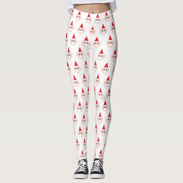 Elf Red Hat Winter Weihnachten Niedlich Leggings (Vorderseite)