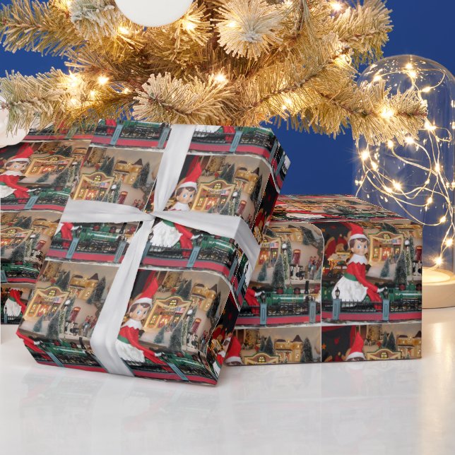 Elf Ride Along (Zug) Wrapping Paper Geschenkpapier (Feiertage)