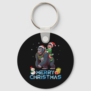 Elf Riding Gorilla Snowman Gerne Weihnachten Schlüsselanhänger