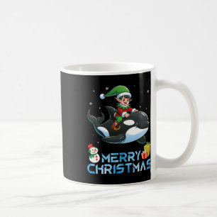 Elf Riding Orca Snowman Präsent Merry Christmas Da Kaffeetasse